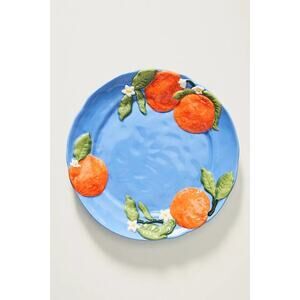 Anthropologie Foster Icon Stoneware Dessert Plate Orange Set of 4